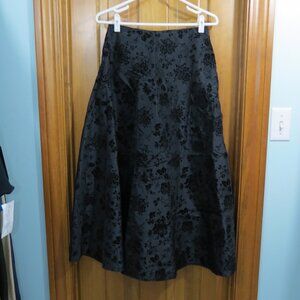 Source Unknown Black Floral Midi Skirt
